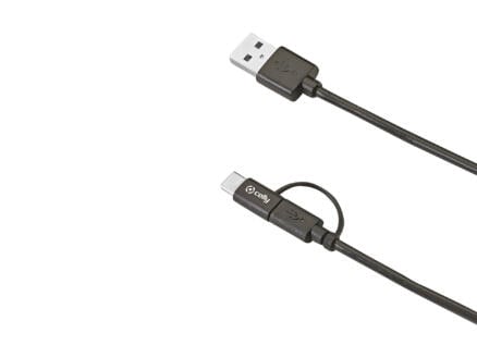 Celly micro-USB-C kabel 1m zwart 1