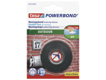 Tesa montagetape 1,5m x 19mm grijs