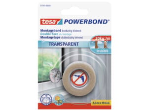 Tesa montagetape 1,5m x 19mm waterbestendig transparant