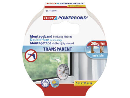 Tesa montagetape 5m x 19mm transparant