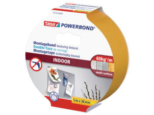 Tesa montagetape binnen 5m x 38mm wit