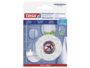 Tesa montagetape waterproof 1,5m x 19mm wit