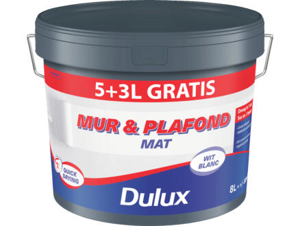 Dulux muur- en plafondverf mat 8l wit