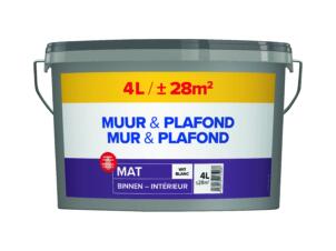 Hubo muur- en plafondverf mat binnen 4l wit