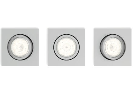 Philips myLiving Casement LED inbouwspot vierkant 4,5W dimbaar grijs 3 stuks 1