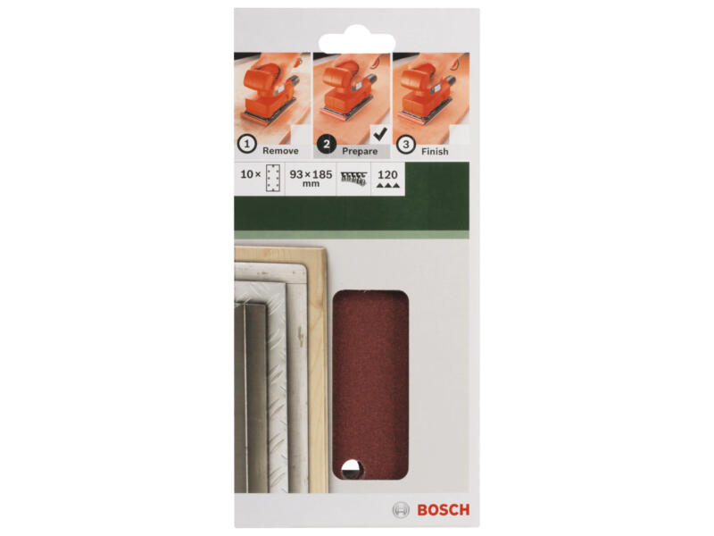 Bosch papier abrasif G120 185x93 mm 10 pièces