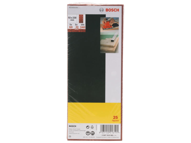 Bosch papier abrasif G60/G80/G120/G240 230x93 mm