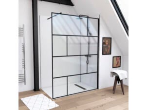 Aurlane paroi de douche bricks 140x195 cm noir