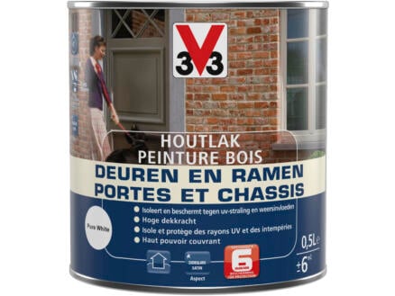 V33 peinture bois portes & châssis satin 0,5l pure white 1