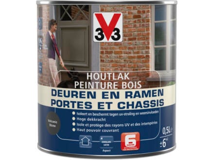 V33 peinture bois portes & châssis satin 0,5l volcanic stone 1