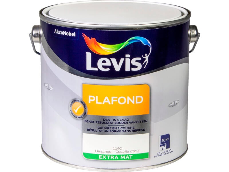 Levis peinture plafond extra mate 2,5l coquille d'oeuf