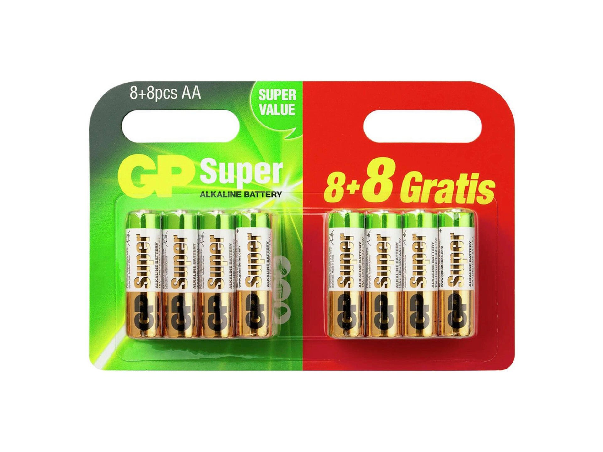 GP pile alcaline AA 8+8 pièces
