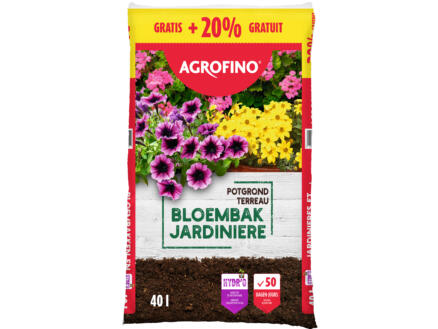 Agrofino potgrond voor bloembakken 40l +20% 1