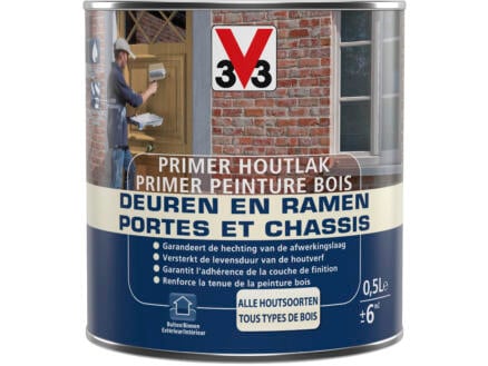 V33 primer peinture bois portes & châssis mat 0,5l blanc 1