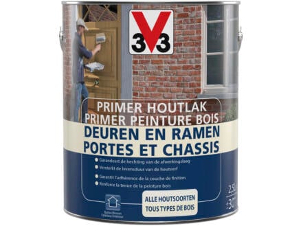 V33 primer peinture bois portes & châssis mat 2,5l blanc 1