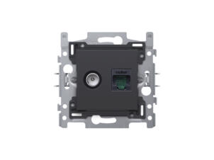 Niko prise coax + RJ45 Cat5E UTP Intense anthracite