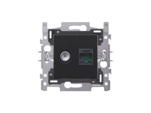 Niko prise coax + RJ45 Intense noir mat