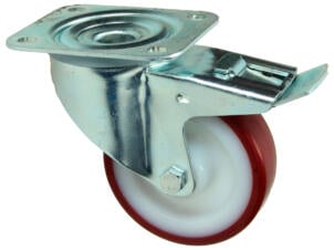 Mack roulette à frein pivotante 100mm platine polyuréthane rouge