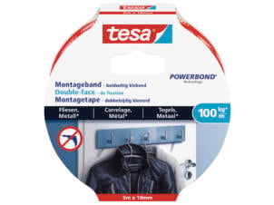 Tesa ruban de montage 5m x 19mm métal transparent