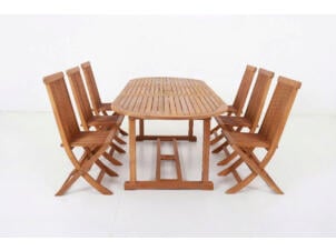 Garden Plus salon de jardin table avec 6 chaises acacia