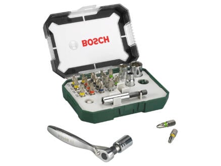Bosch schroefbitset en ratel met kleurcodering 26 stuks 1