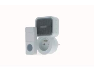 Ceezam sonnette de porte enfichable 100m 38 sonneries blanc/gris