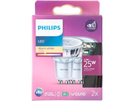 Philips spot LED GU10 3,1W 2 pièces 1