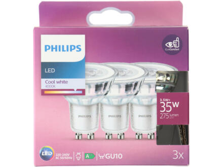 Philips spot LED GU10 3,5W blanc froid 3 pièces 1