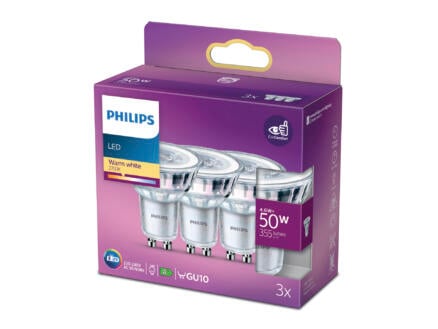 Philips spot LED GU10 4,6W blanc chaud 3 pièces