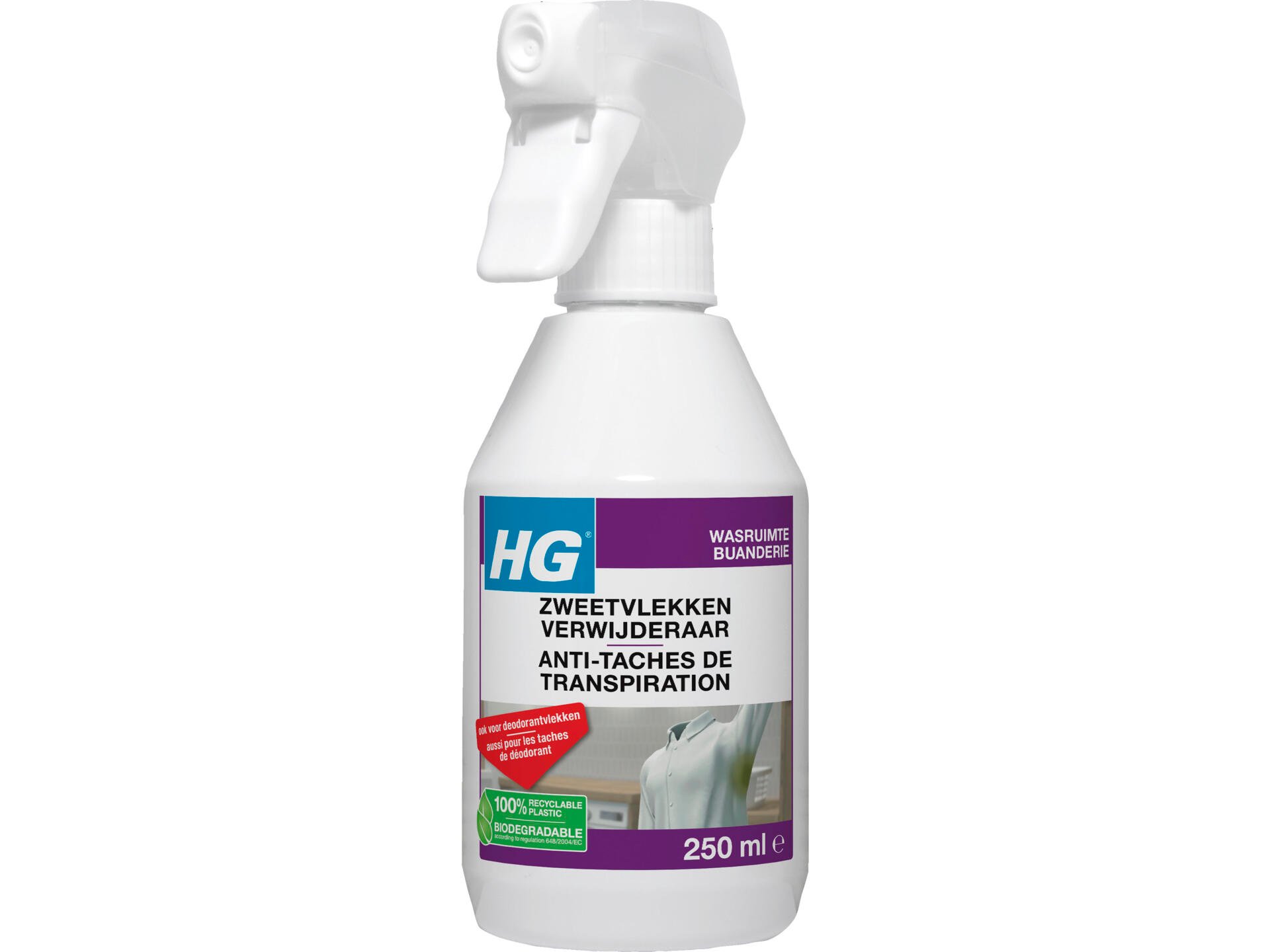 HG spray détachant taches de transpiration et de déodorant 250ml
