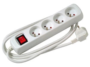 Profile stekkerdoos 4x met schakelaar + kabel 1,5m wit