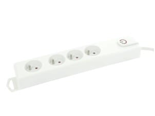 Profile stekkerdoos 4x met schakelaar + kabel 3m wit
