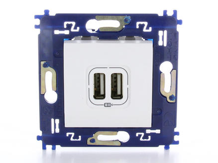 Bticino stopcontact Niloé met 2 USB-laders met schroeven wit