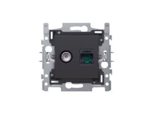 Niko stopcontact coax + RJ45 Cat5E UTP Intense anthracite