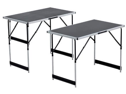 table pliante 100x60 cm gris/noir 2 pièces