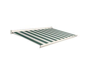 Domasol tente solaire manuel F10 300x250 cm rayures fines vert-blanc et armature blanc crème