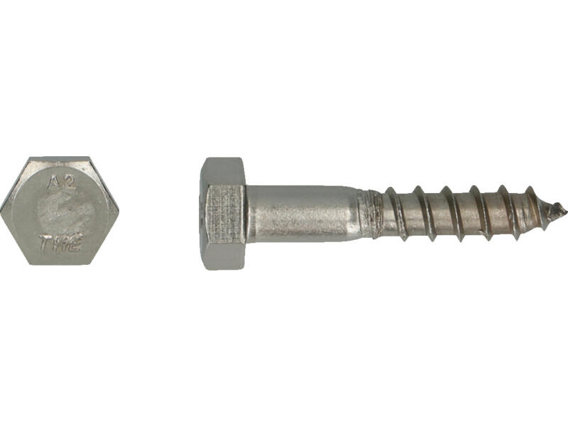 Vis à bois tête hexagonale - Tirefond - Inox A4 12x200 mm - Boîte de 25 | Leroy Merlin Vis à bois tête hexagonale - Tirefond - Inox A4 12x200 mm - Boîte de 25 | Leroy Merlin