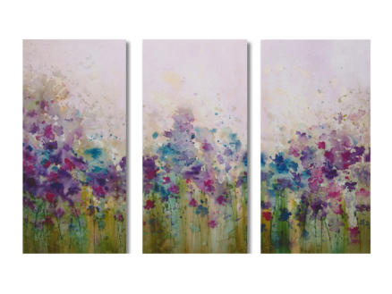 Art for the Home toile imprimée 90x60 cm fleurs violet 3 panneaux 1