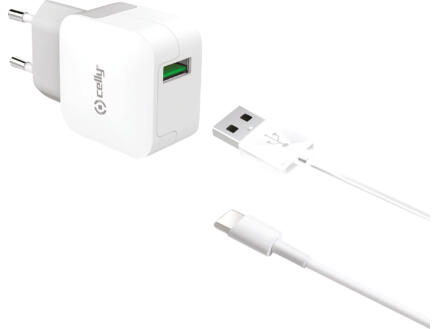 Celly turbo laderset USB Type C voor thuis 2,4A 1