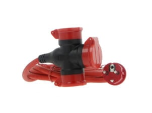 Profile verlengsnoer drieweg 3m 3G 1,5mm² rood