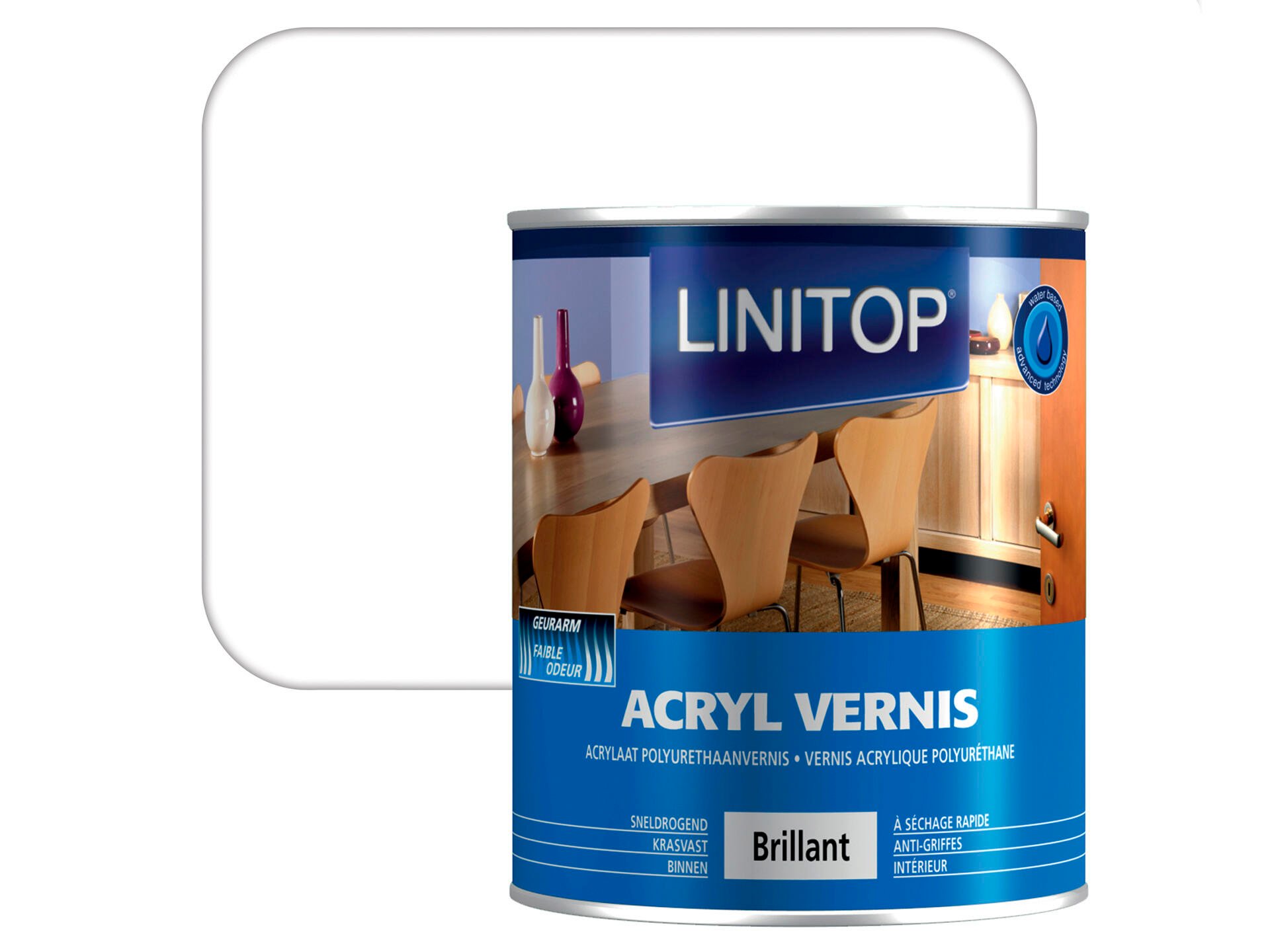 Linitop vernis acryl hoogglans 0,75l kleurloos
