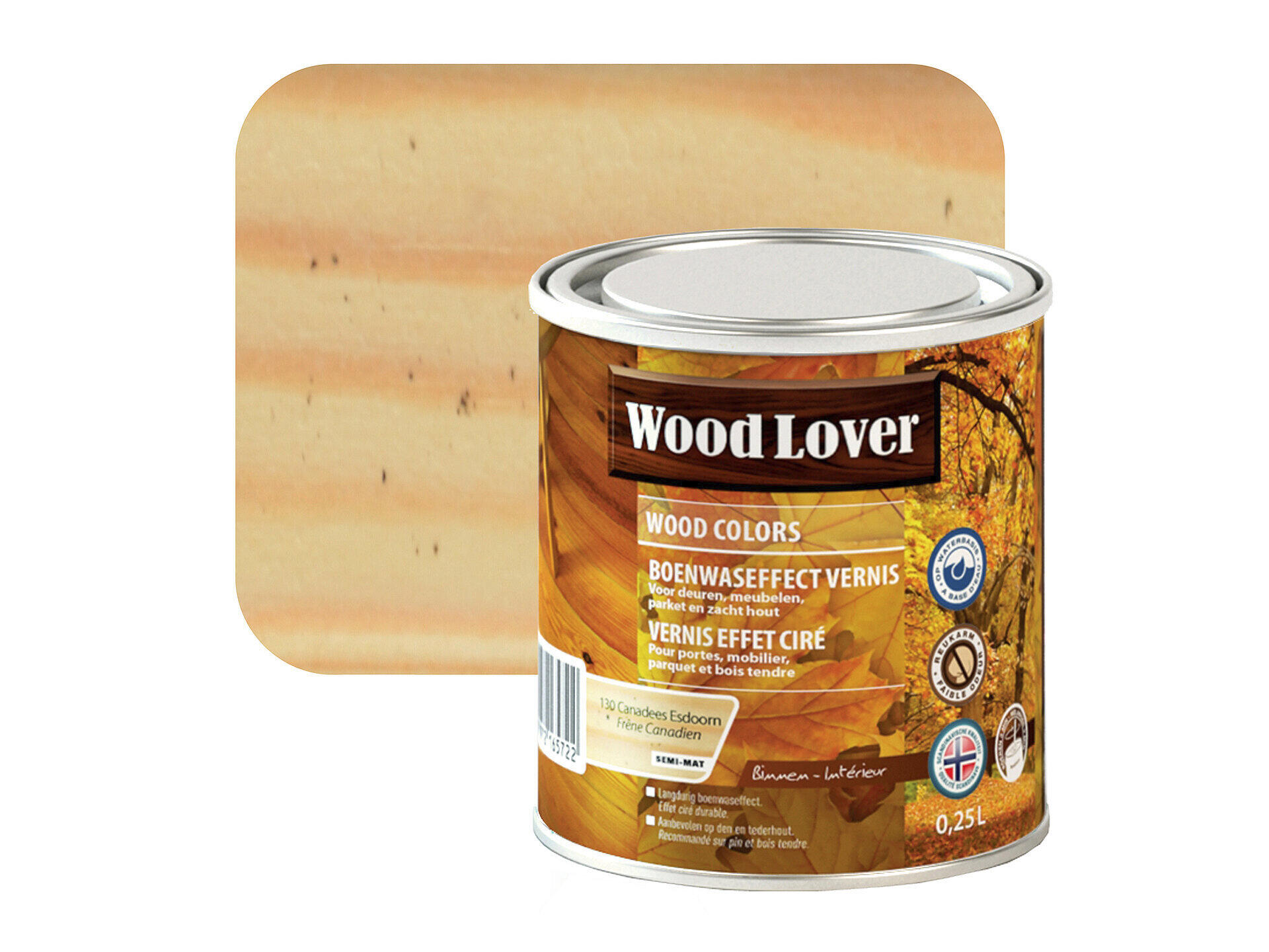 Wood Lover vernis effet ciré 0,25l frêne canadien #130