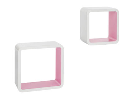 Practo Home wandrek kubus 25cm wit en roze 2 stuks 1