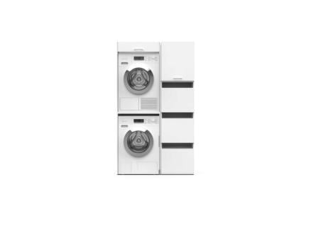 Washcab wasmachinekast set gestapeld 116,5x67,5x200 cm Stackset 2 wit