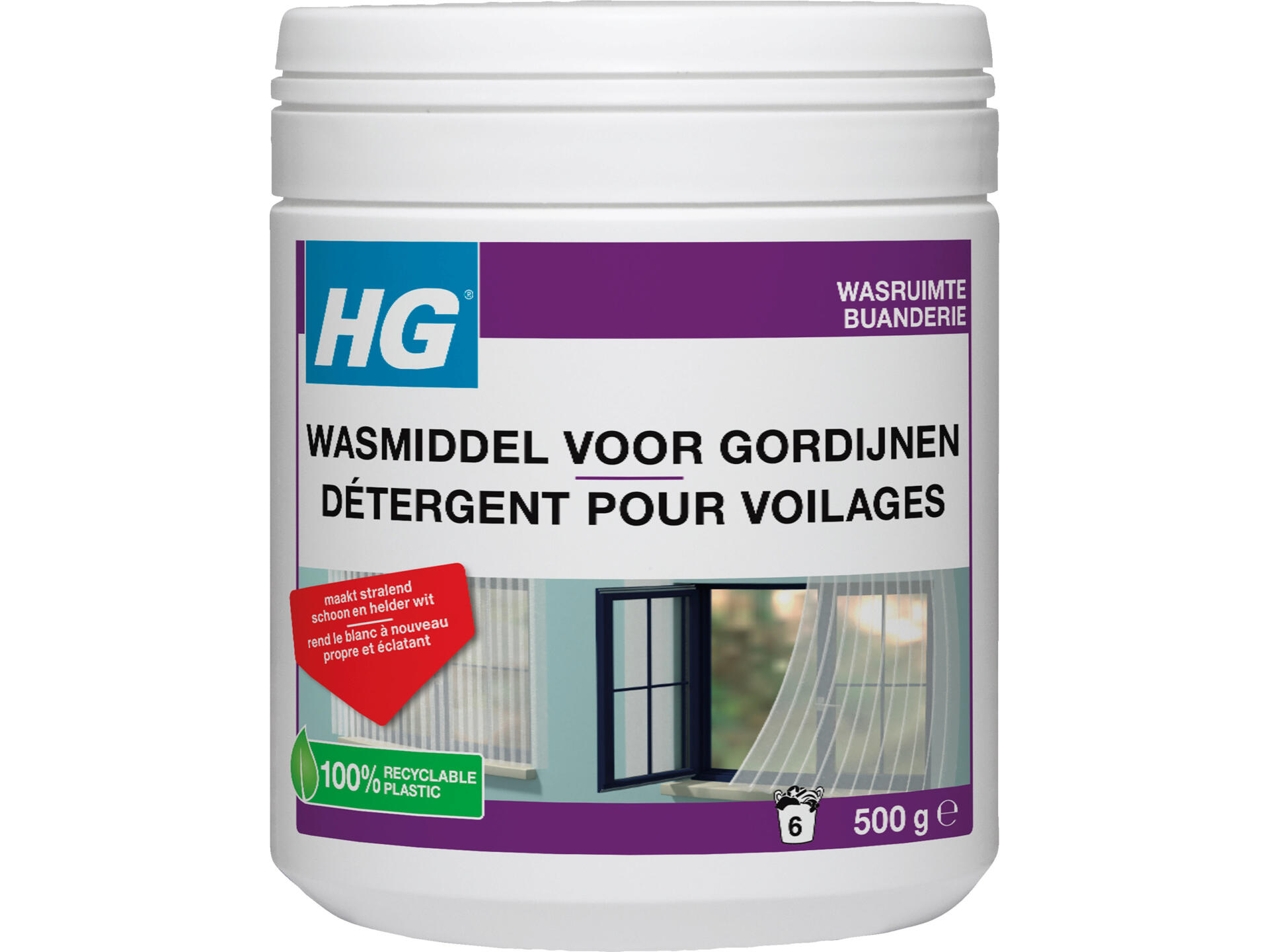 HG wasmiddel voor witte gordijnen 500g